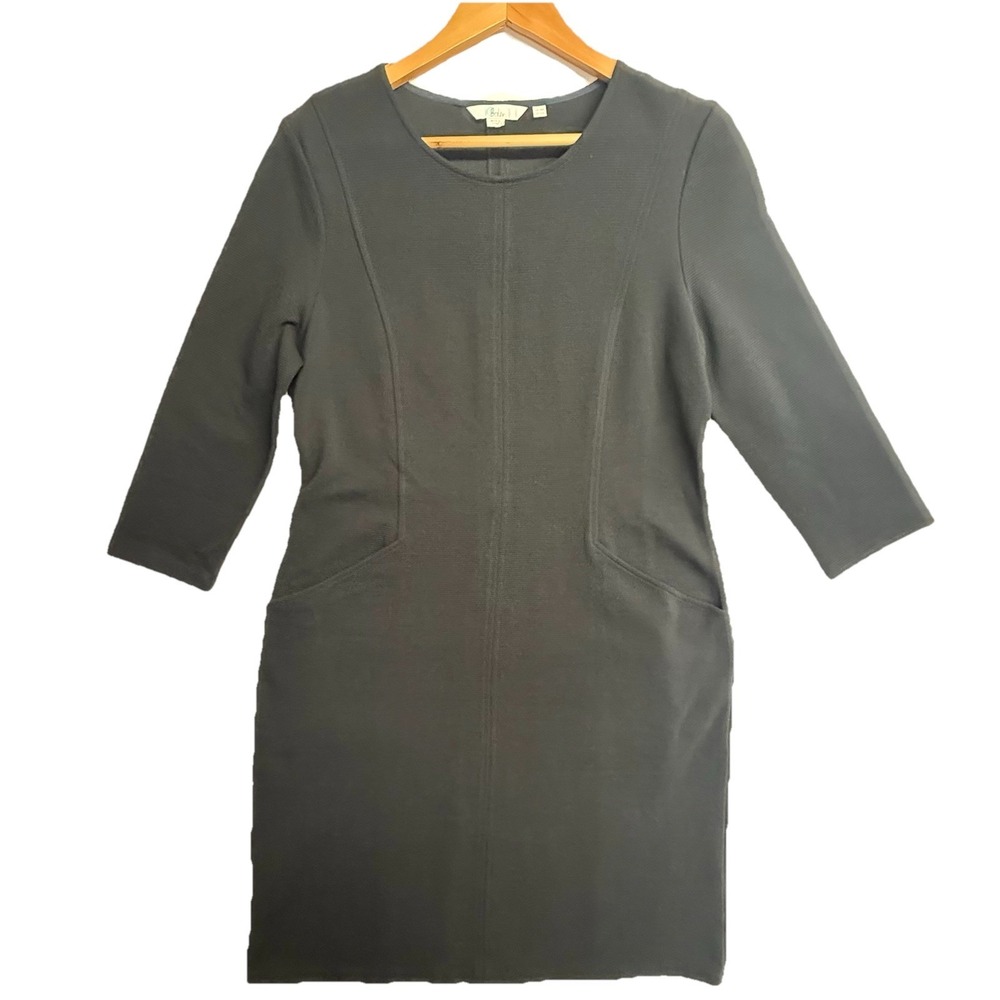 Boden Dress‎ Classic 3/4 Sleeve Size 10 Womens Solid Black Career Pockets